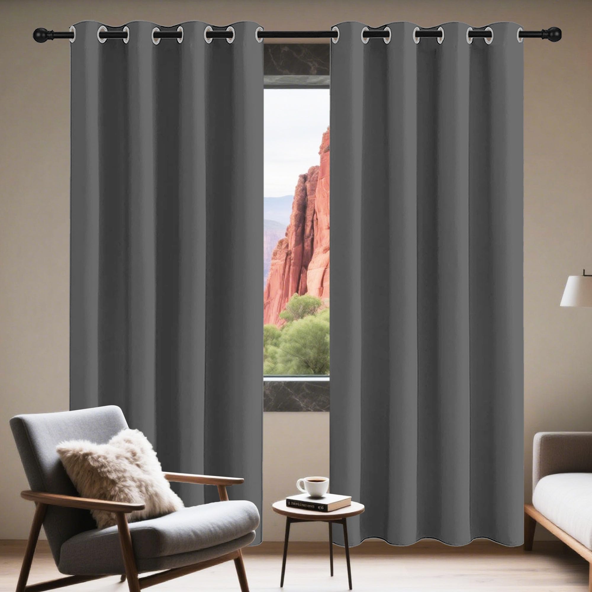 Rideaux occultants pour chambre et maison design moderne gris foncé