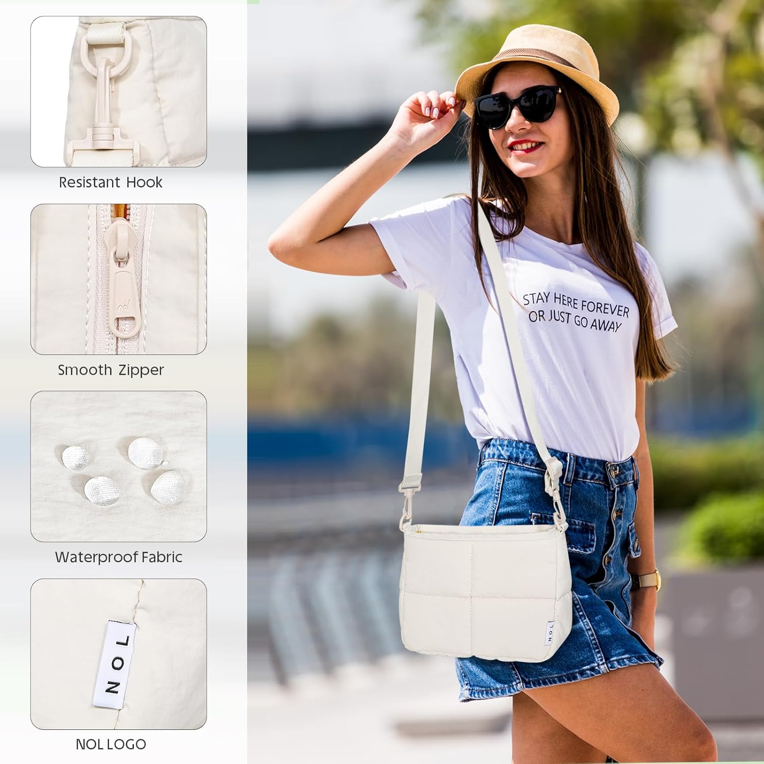 NOL Trendy Lightweight Small Quilted Puffy Crossbody Bag for Women, Waterproof, Removable Strap for Travel, Work & Shopping - Image 5