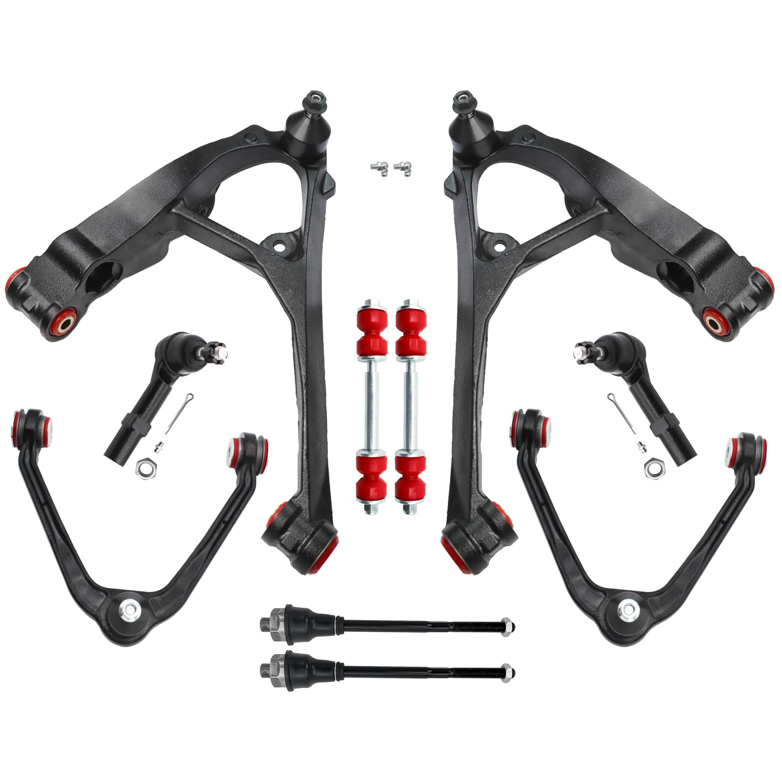 10pc Front End Upper and Lower Control Arms Suspension Kits with Polyurethane for 1999-2006 Chevy Silverado GMC Sierra 1500, 2000-2006 Suburban 1500 Tahoe Yukon/Yukon XL 1500
