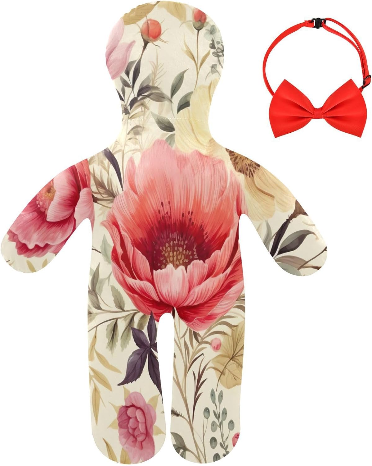 Flowers1 Human-Shaped Pillow Soft Body Pillows Washable Velvet Pillows for Anxiety Relief Sleeping Cuddling & Support