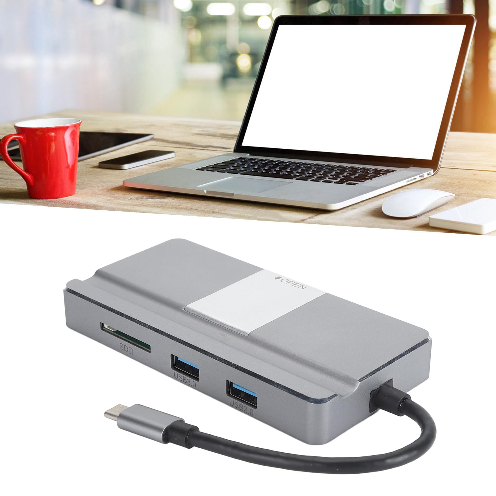 8 w 1 Hub USB C, 4K RJ45 PD