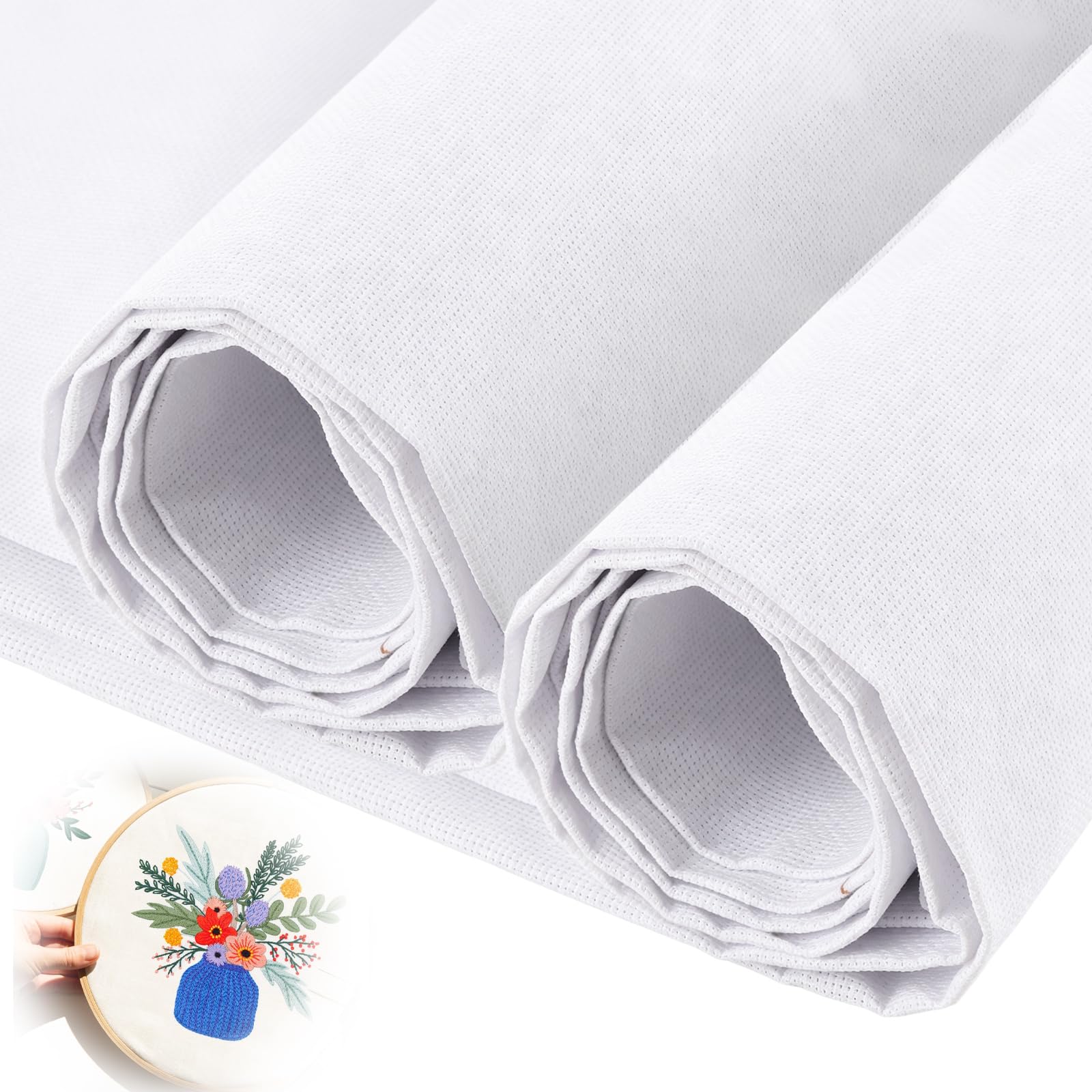 Axincardarm 2 Pcs 14 Count Aida Cloth 150 x 100cm Cross Stitch Fabric White