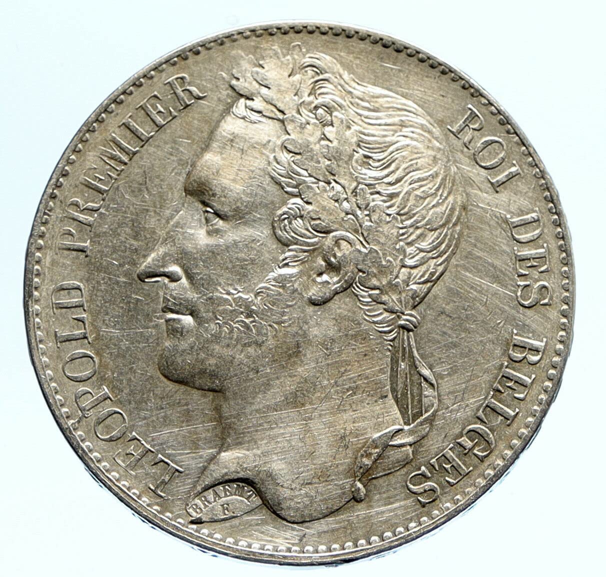 1849 BE 1849 BELGIUM King Leopold I VINTAGE ANTIQUE AR 5 5 Francs Good Uncertified