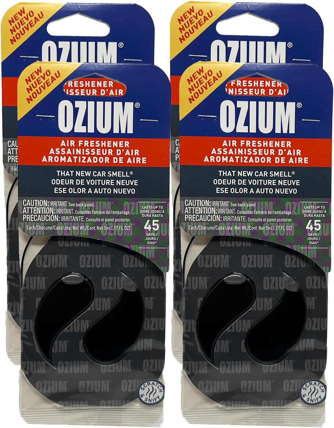 Ozium Paper Membrane Hanging Car Air Freshener - Automotive Air Fresheners and Odor Eliminator for Car (New Car, 24 Packs)