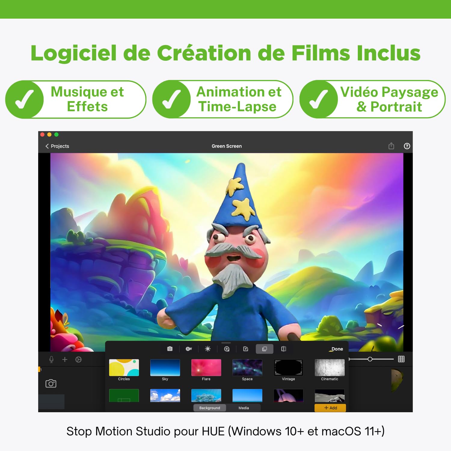 HUE Animation Studio (Noir) : Kit Stop Motion Complet pour Windows/macOS | Pour enfants à partir de 7 ans, Caméra Full HD 1080p, microphone intégré, logiciel, livre, ressources téléchargeables