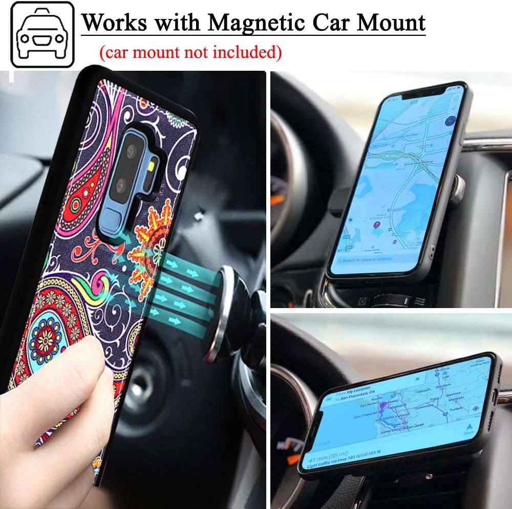 Mefon Galaxy S9 Plus Wallet Case Leather Detachable, Durable Slim, Enhanced Magnetic Closure, with Wrist Strap, Card Slot, Kickstand, Luxury Flip Folio Cases for Samsung Galaxy S9+ 6.2 (Paisley 1)