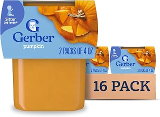 Gerber Stage 2 Baby Food, Pumpkin Puree Tubs, No Artificial Colors or Flavors, Baby Puree, 16-Pack