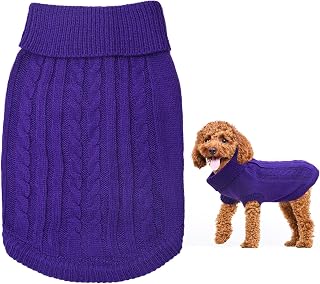 Small Dog Jumper, Warm Puppy Sweater Winter Knitted Pullover Soft Turtleneck Clothes Vest for Pet Autumn, Winter Outfit for Chihuahua, Yorkshire, Welsh Corgi (XS, Purple) deal from Amazon