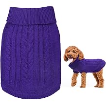 Small Dog Jumper, Warm Puppy Sweater Winter Knitted Pullover Soft Turtleneck Clothes Vest for Pet Autumn, Winter Outfit for Chihuahua, Yorkshire, Welsh Corgi XS, Purple
