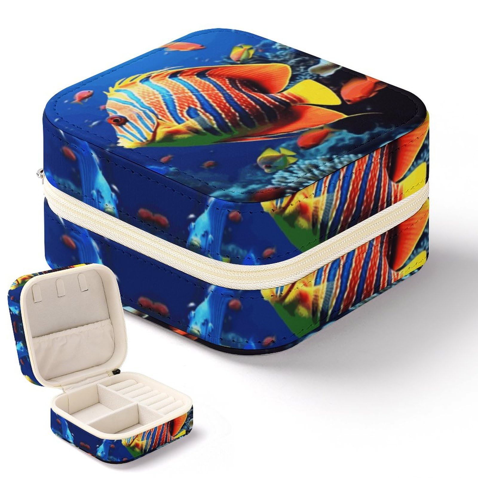Organisateur de bijoux de voyage rigide protection cuir synthétique bagues
