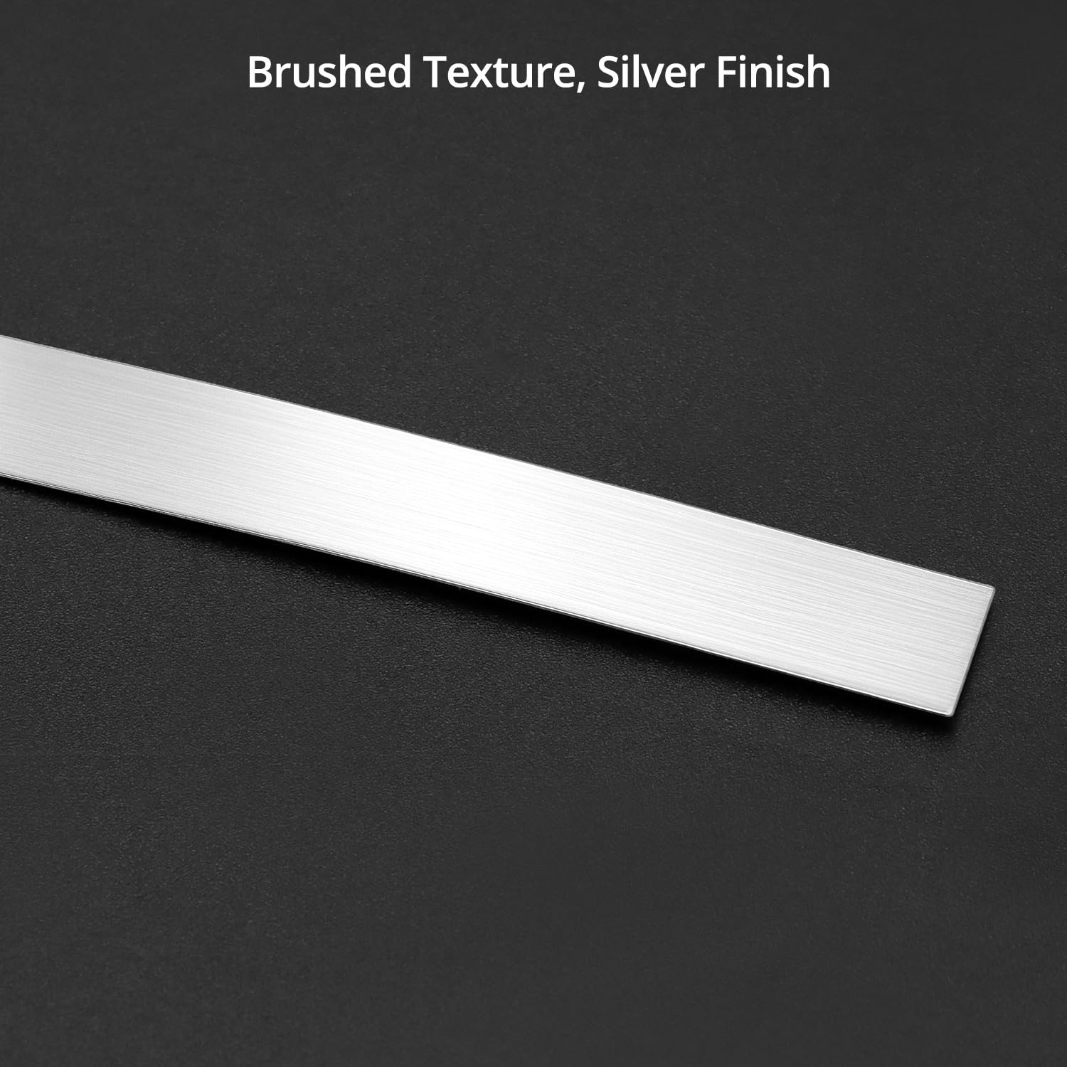 QWORK® Recorte de metal cepillado de 5 m x 1 cm, moldura de pared de acero inoxidable autoadhesiva para decoración del hogar
