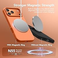 Vista 576 de GONEZ Funda de silicona para iPhone 15 Pro Max, compatible con Magsafe, protector de cámara + protector de pantalla, forro de microfibra suave Negro