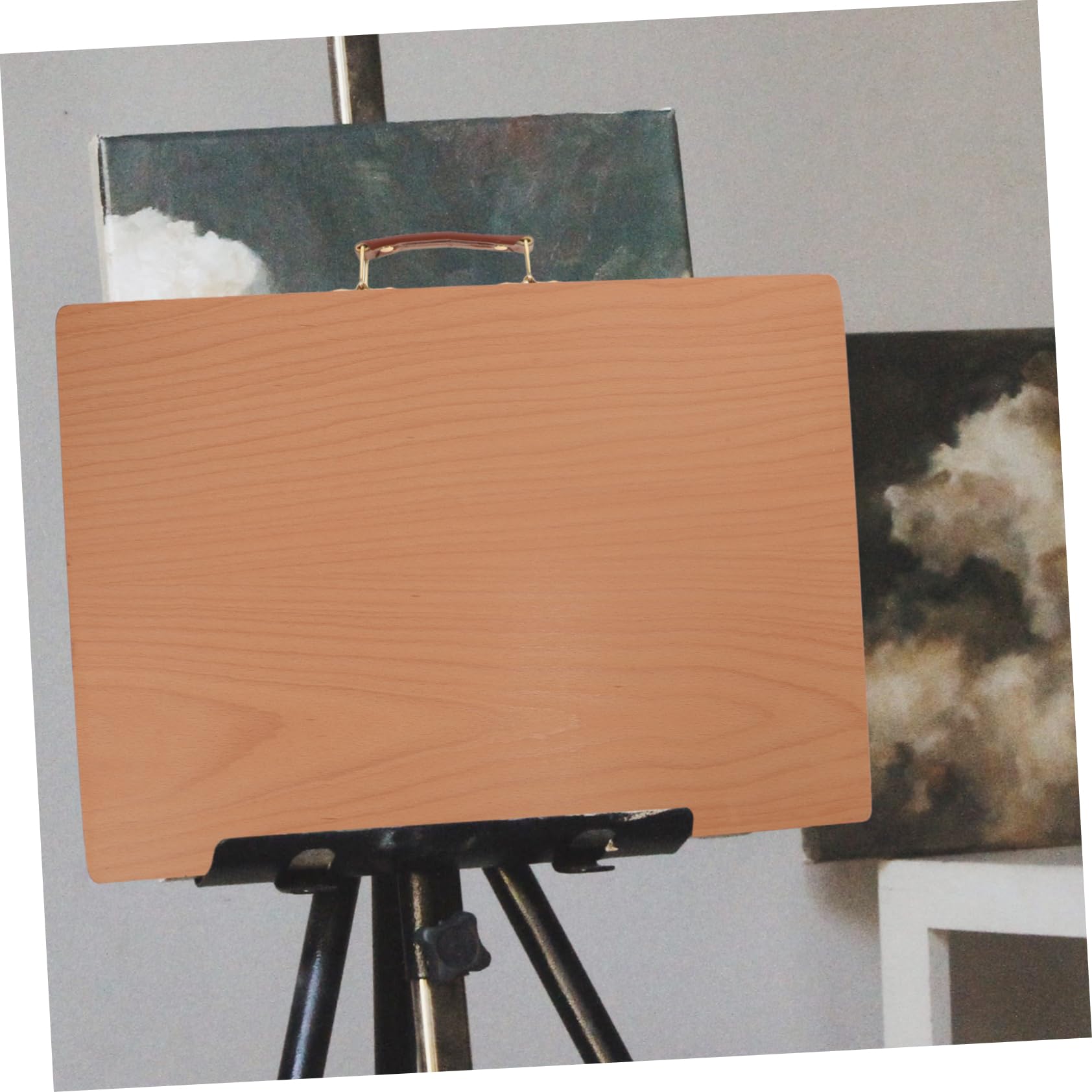 Tavola da Disegno Portatile Marrone in Legno e Cuoio con Ampia Superficie Liscia per Pittura Outdoor e Schizzi Artistici