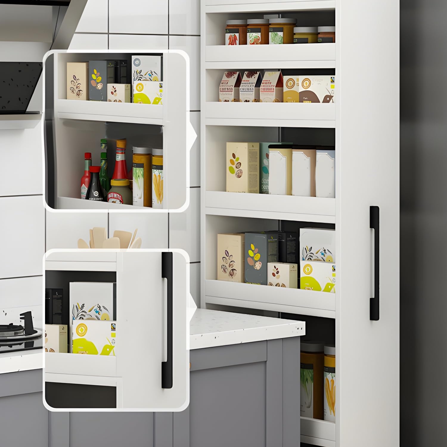 Buffet en bois avec étagères réglables, étagère de rangement mobile pour salle à manger, cuisine, restaurant