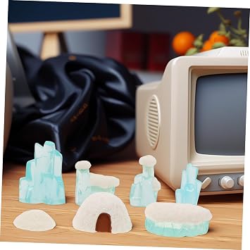7Pcs Mini Igloo Toy Set Arctic Model Scene Lifelike Ice Houses for Dollhouse Micro Landscape Decoration Winter Crafts for Kids