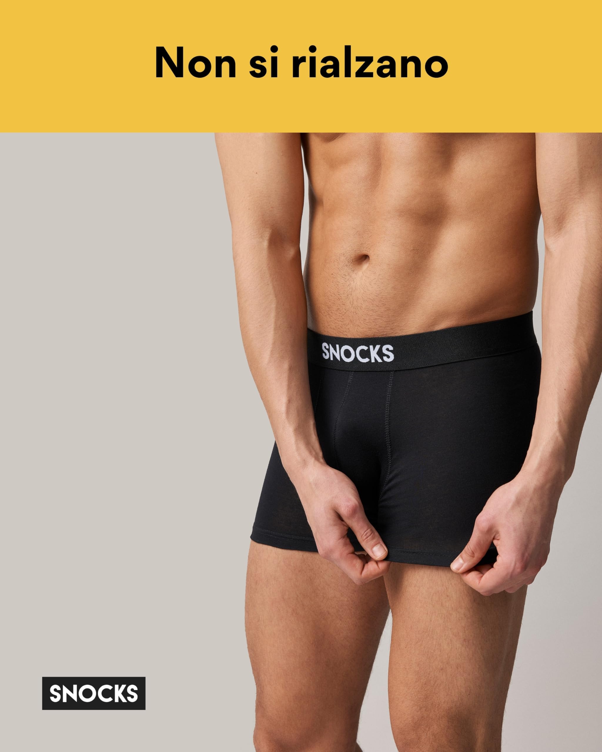 Snocks Pacco 6 Boxer Uomo Cotone Bio Elasticizzato - Mutande Uomo Senza Etichette Irritanti - Boxer Pack - Nero - L