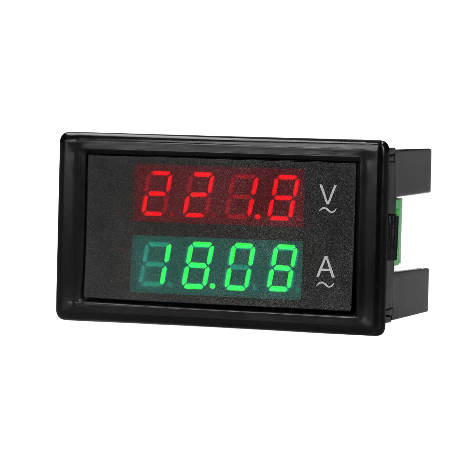 FawoonuAC 80-300V 100A Digital Voltmeter Ammeter Amperage Tester Gauge Green Red LED Amp Dual Display AC Panel Current Meter Tester with Current Transformer