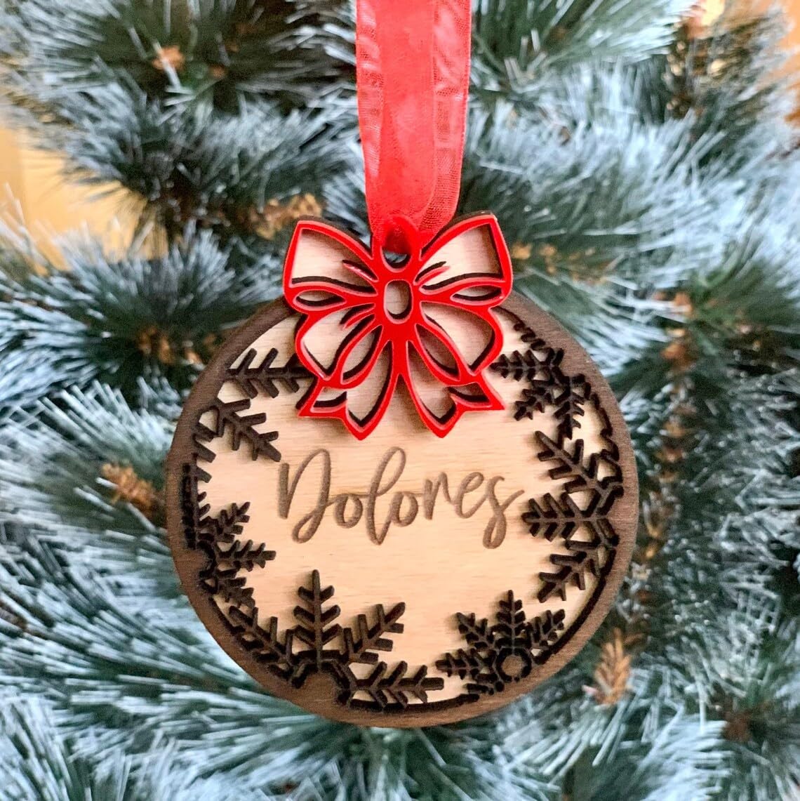 Personalized Christmas Ornament with Custom Name – Handmade Wooden Bauble – 5 Inch Hanging Holiday Perfect for Christmas Tree & Gifting Xmas Decor itmas