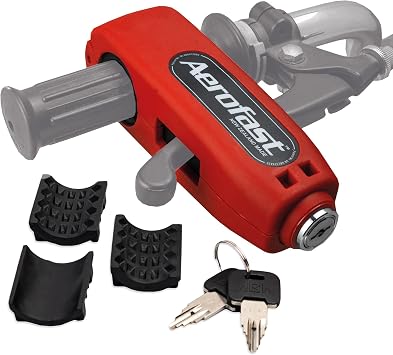 Throttle Motorcycle Locks Anti Theft Handlebar Lock by Loadfast. Best Heavy Duty, Motorcycle Anti Theft Lock for Your Motorbike, ATV, Dirt Bike and Scooter - Red