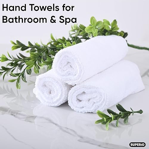 Miniatura 7 de Superio Trapos de tela de rizo blancos 100% algodón de 12 pulgadas, toallas de cocina, paños faciales, paños de spa, toalla de mano, trapos pequeños