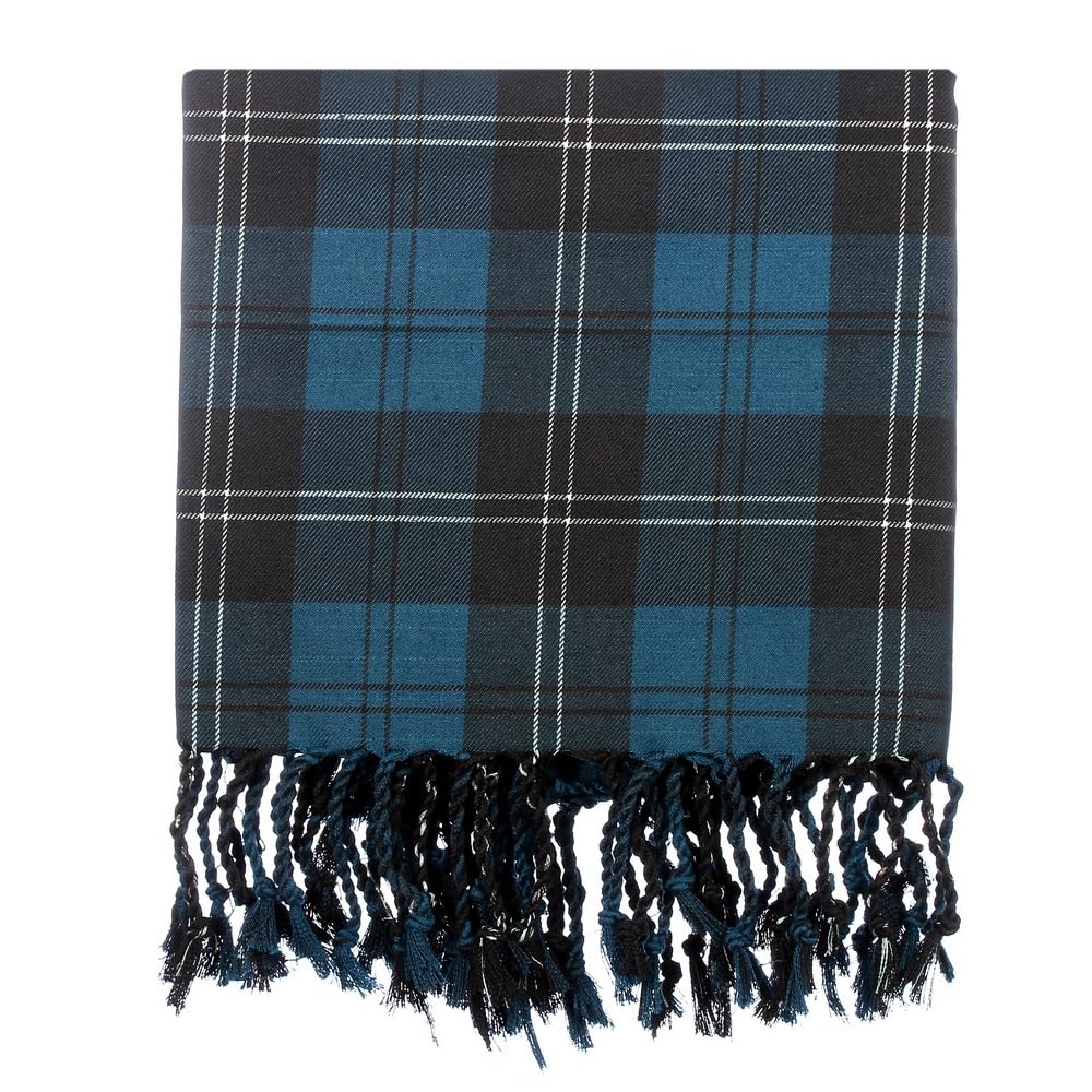 The Scotland Kilt Company Men's Scottish Fly Plaid in Ramsay Blue - Tartan Polyviscose Lightweight Durable Shawl with Purled Fringe - 39” x 39”