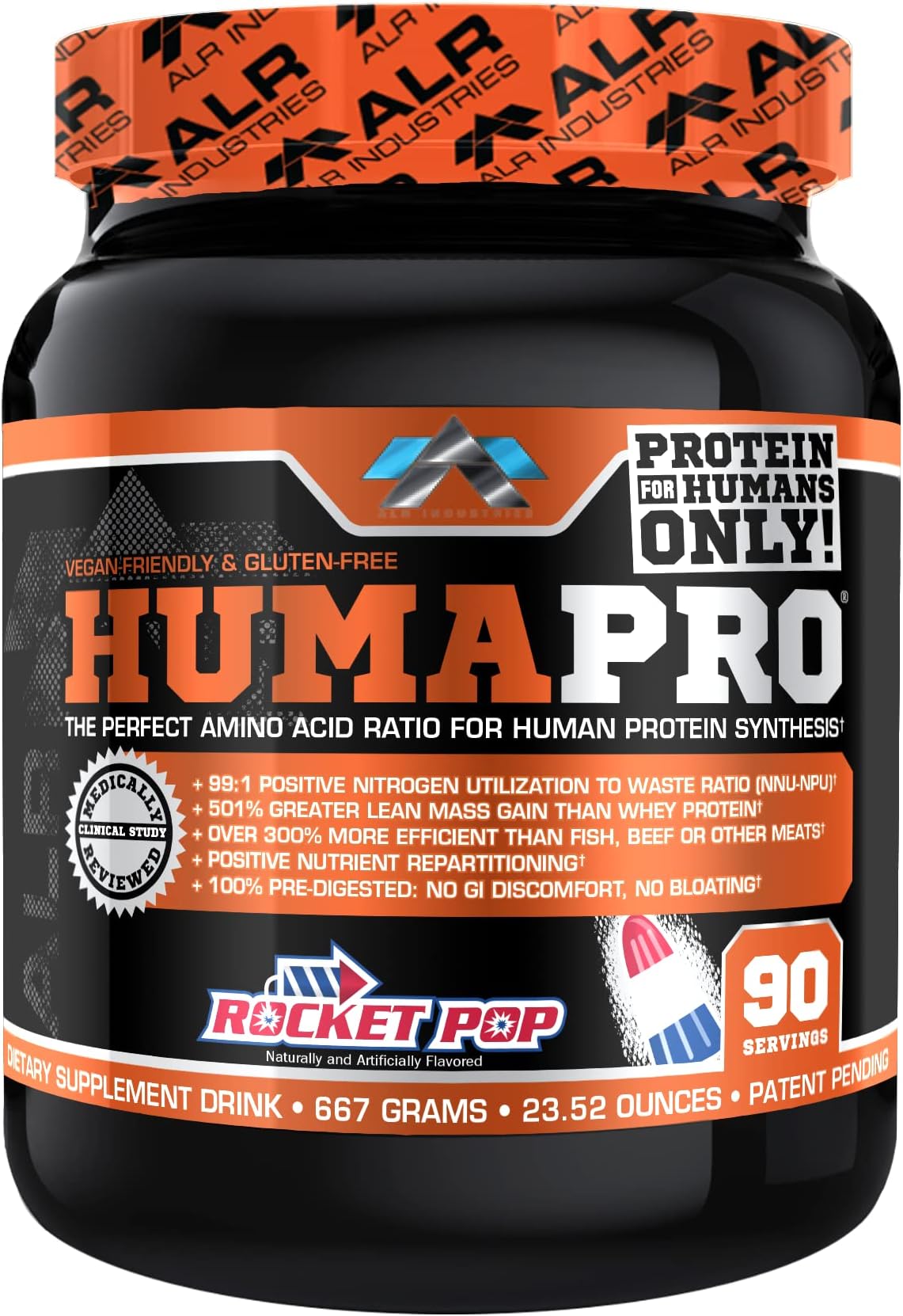 ALR Industries HumaPro Essential Amino Acid Formula | EAA Protein Supplement | Supports Muscle Recovery & Performance | Vegan, Gluten Free | | 90 Servings (Rocket Pop)