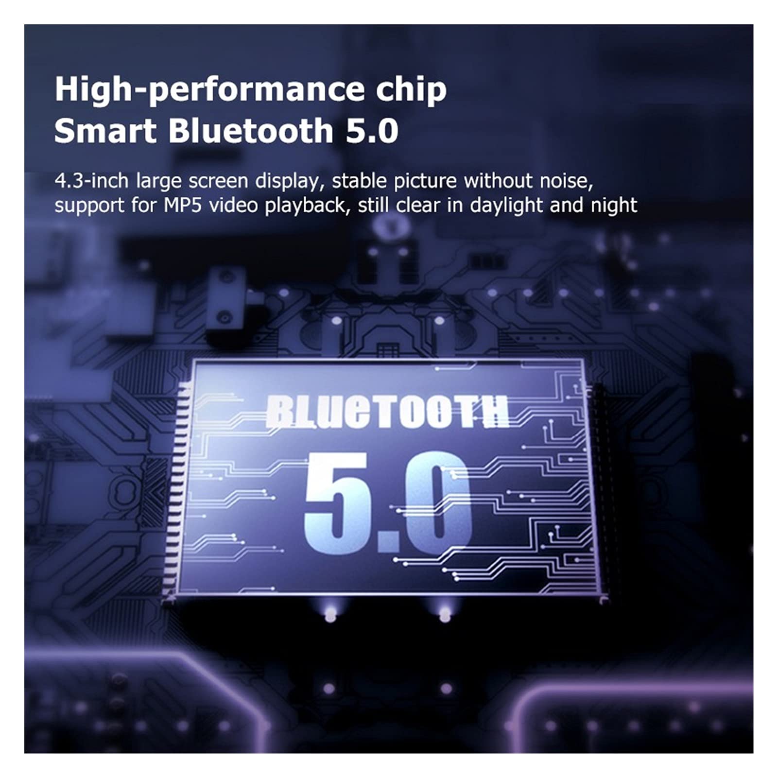 Adaptateur Audio Bluetooth Voiture de 4,3 Pouces FÉMININ Transmetteur stéréo Bluetooth MP5 Support de Lecteur vidéo vidéo AUX UTILS Disque TF avec télécommande