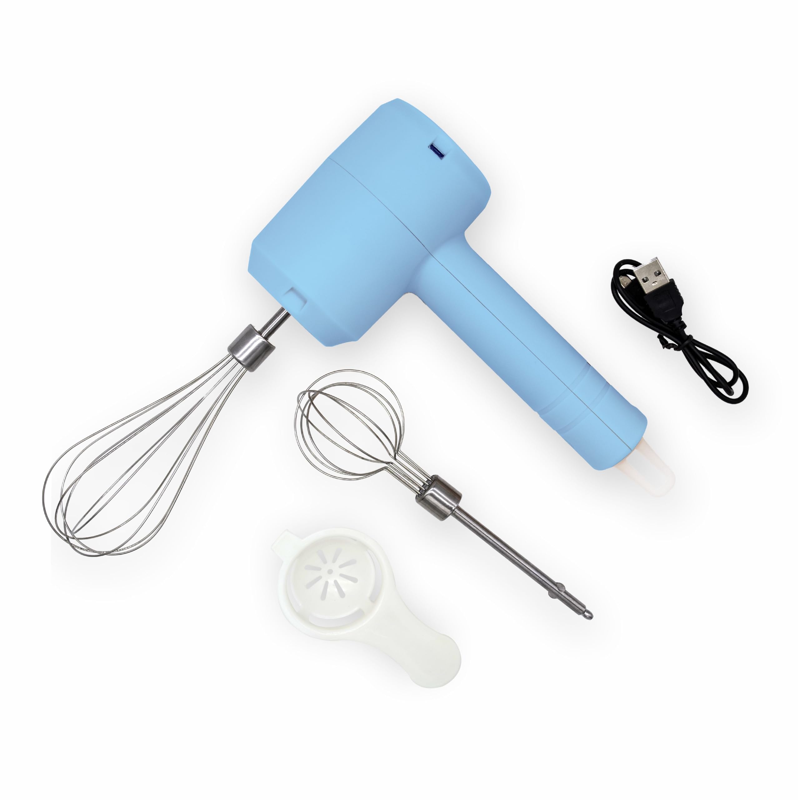 Wireless Egg Beater 3 Speed Stainless Steel mixer Electric whisk Double Sticks for Kitchen Cooking & Baking, USB Rechargeable Hand Mixer (Blue)