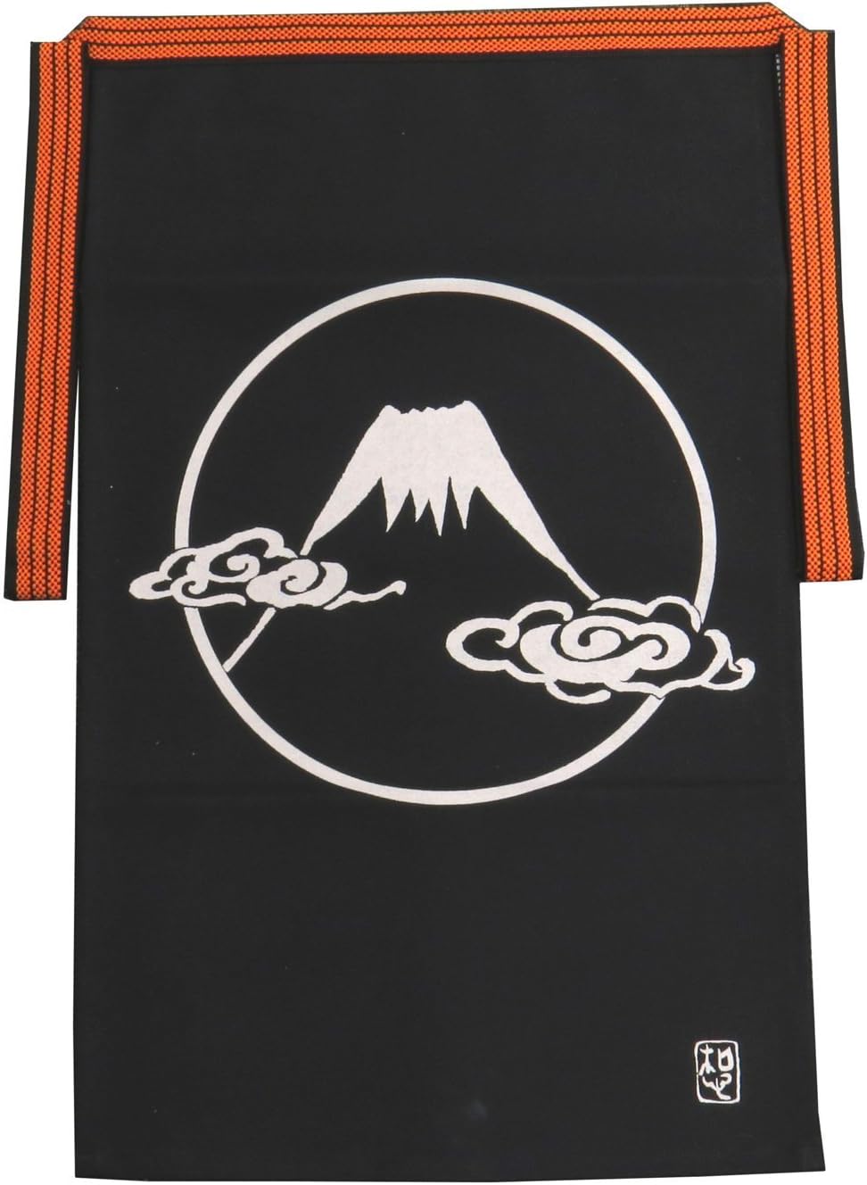 Japanese Apron　MAEKAKE BLACK FUJI MOUNTAIN COTTON NEW MADE IN JAPAN