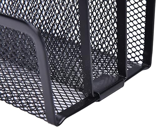 Miniatura 5 de Soporte para revistas, organizador de escritorio, organizador de archivos de oficina, clasificador de cartas, bandeja de documentos de malla negra,