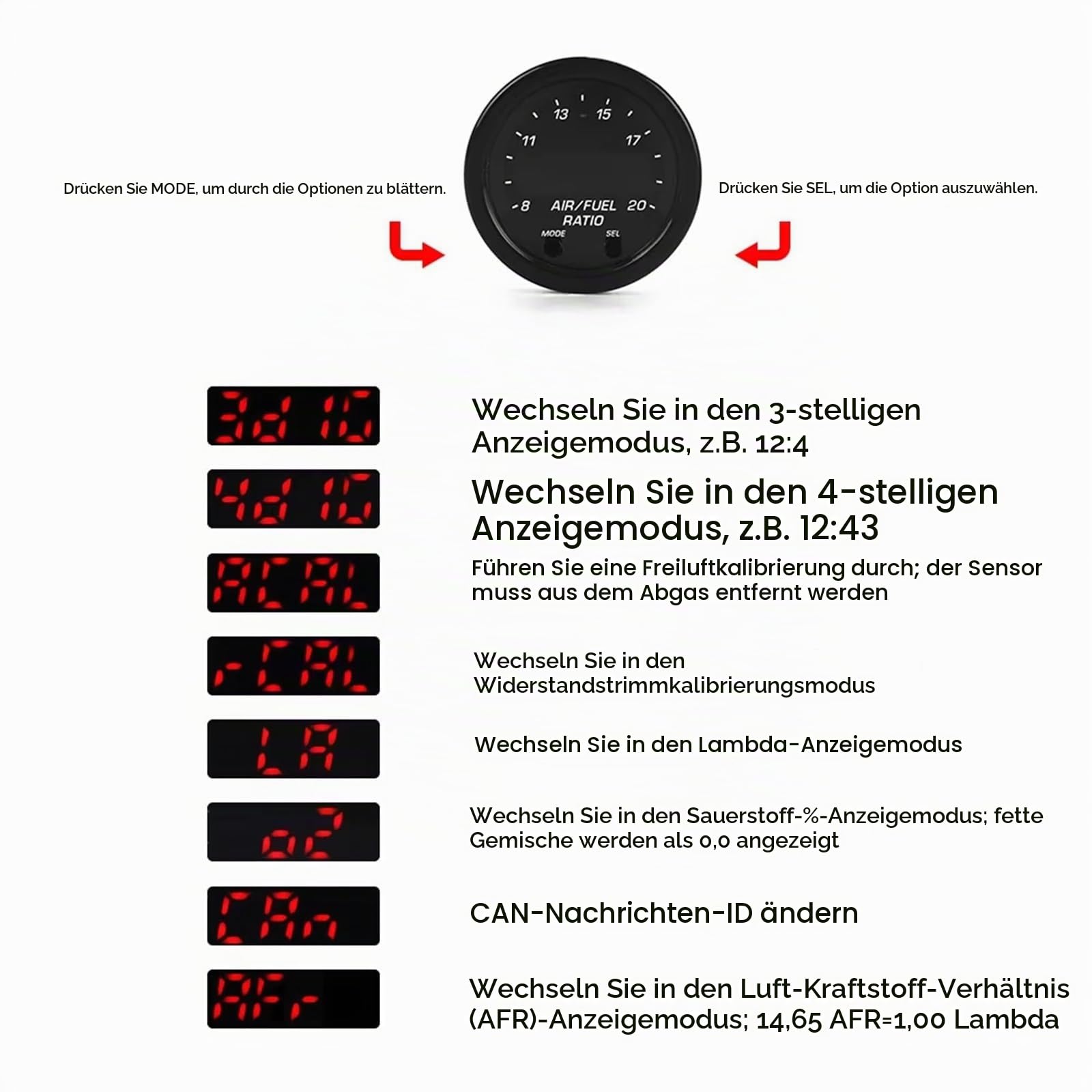 Lamdasonde Sauerstoffsensor AFR-Sensor-Controller-Messgerät 30-0300 X-Serie Breitband-O2-Luft-Kraftstoff-Verhältnis-Messgerät-Kit LSU 4.9 0258017025 Sauerstoffsensoren