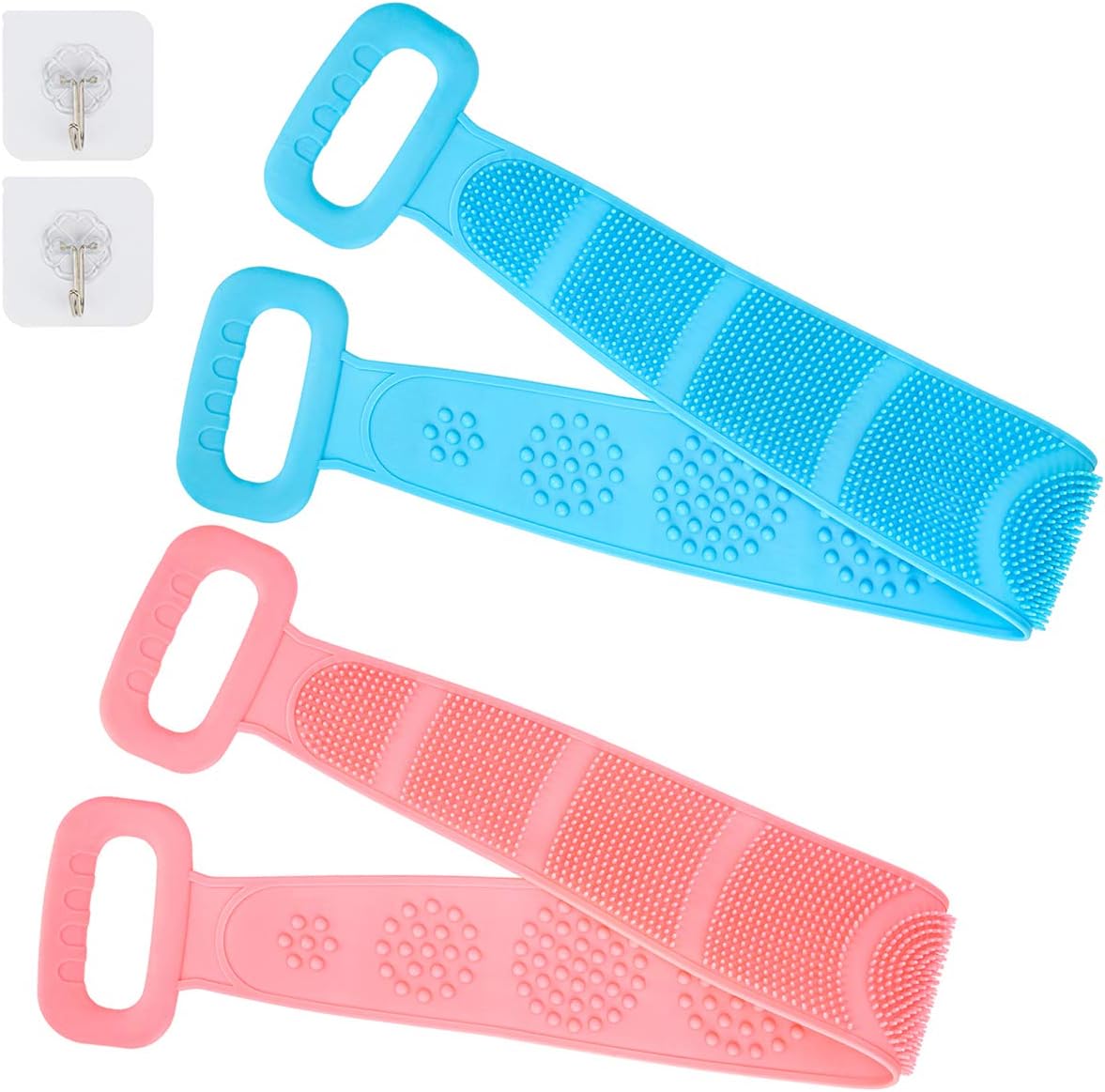 Silicone Body Brush, Back Scrubber for Shower Bath Body Brush Back Scrubber for Shower Back Brush Silicone 31.5 inch Easy to Clean Washer Exfoliating More Hygienic (31.5in/80cm, PinkBlue)
