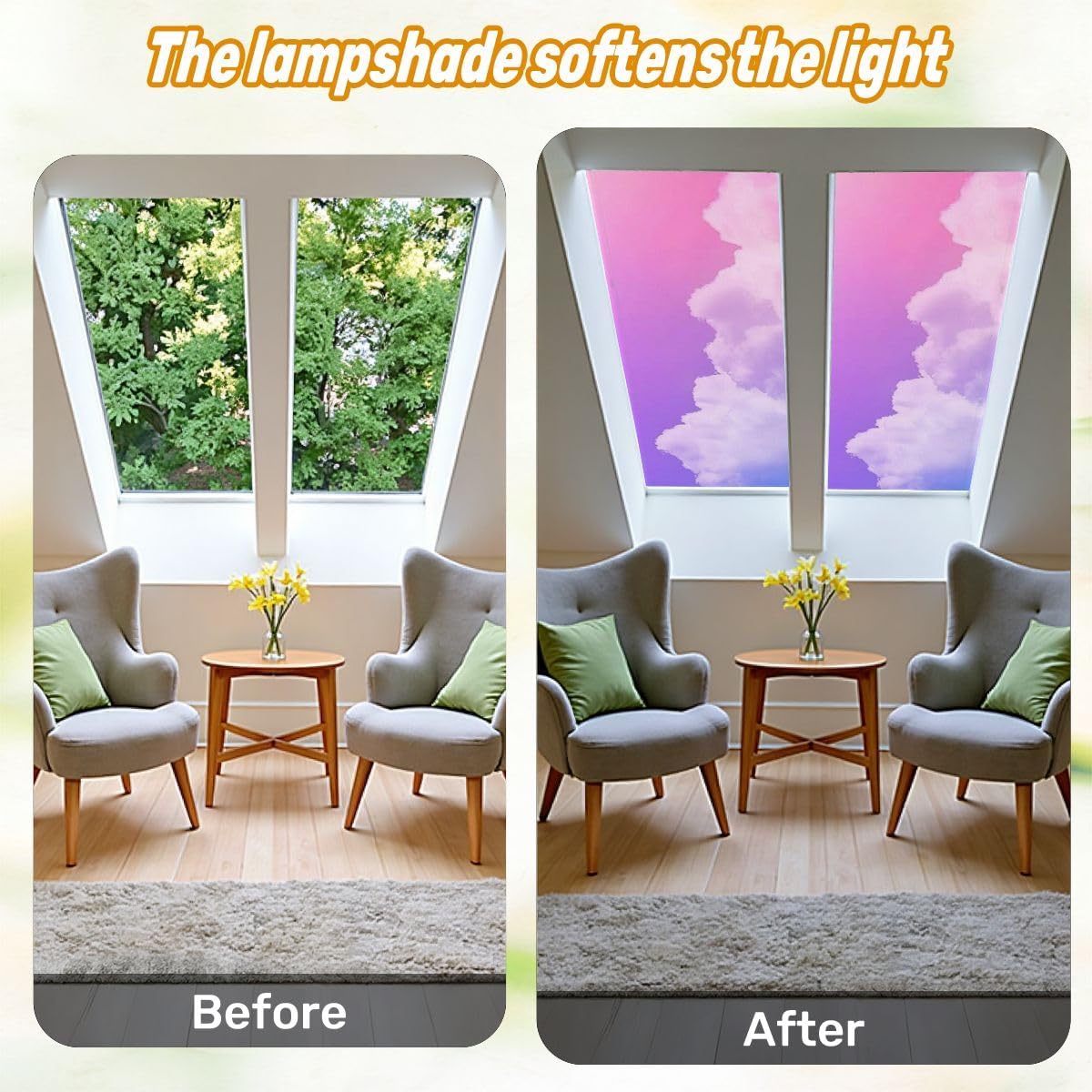 Fluorescent Light Covers for Ceiling Lights Beauty sweet pastel pink violet colorful fluffy clouds sky Easy to Install Magnetic Light Filter for Classroom Office Hospitals School Home Decor