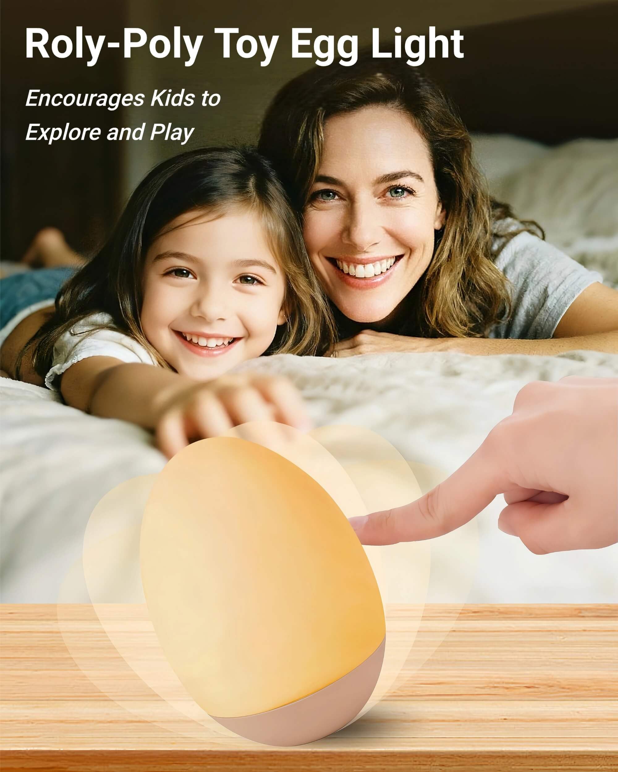 Nachtlicht für Kinder, Ei-Licht für Kinderzimmer, Baby-Nachtlicht, BPA-frei, 7 Farbwechsel und stufenloses Dimmen, wiederaufladbare kabellose Lampe, Touch-Steuerung, Silikon-Dekoration