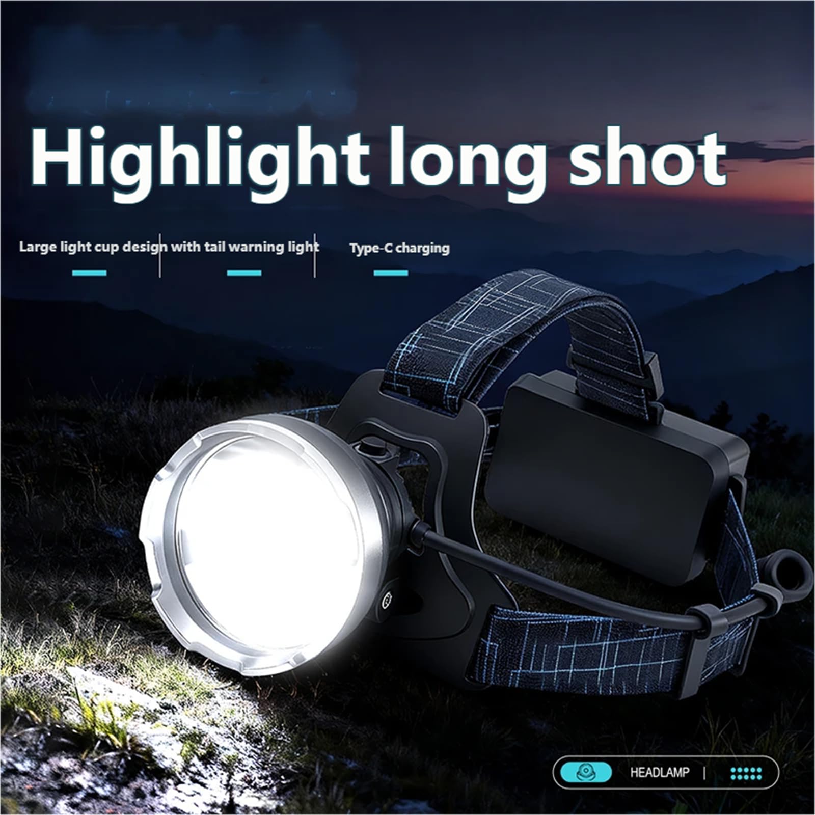 Linterna frontal LED de pesca nocturna potente para bicicleta, recargable por USB, linterna de cabeza brillante, recargable por USB, linterna montada en la cabeza brillante