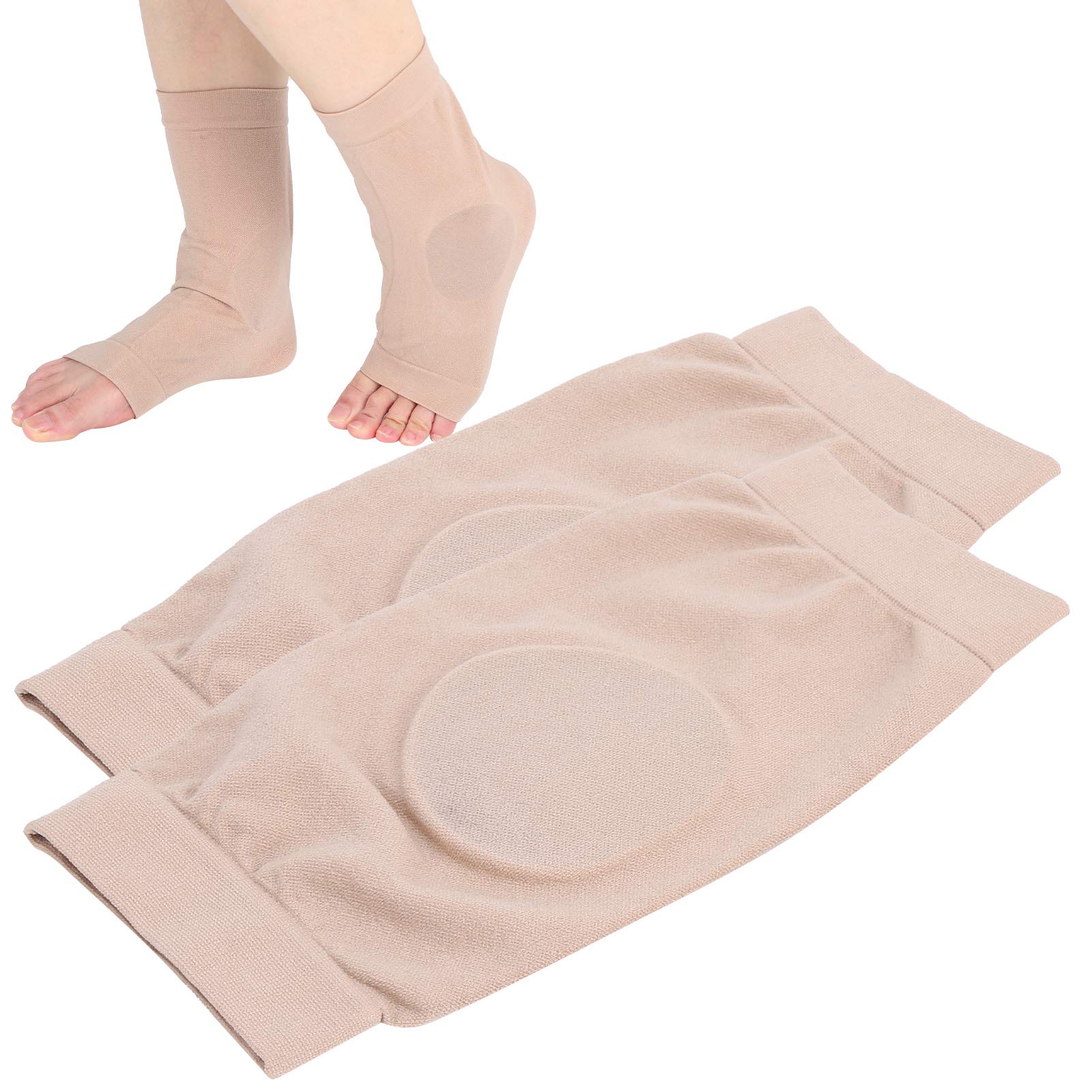 lvifloae 1Pair Both Sides Protective Pads Silicone Ankle Heel Foot Protection Sleeve Breathable Heel Gel Heel Cushions for Cracked Heel (Skin Color)