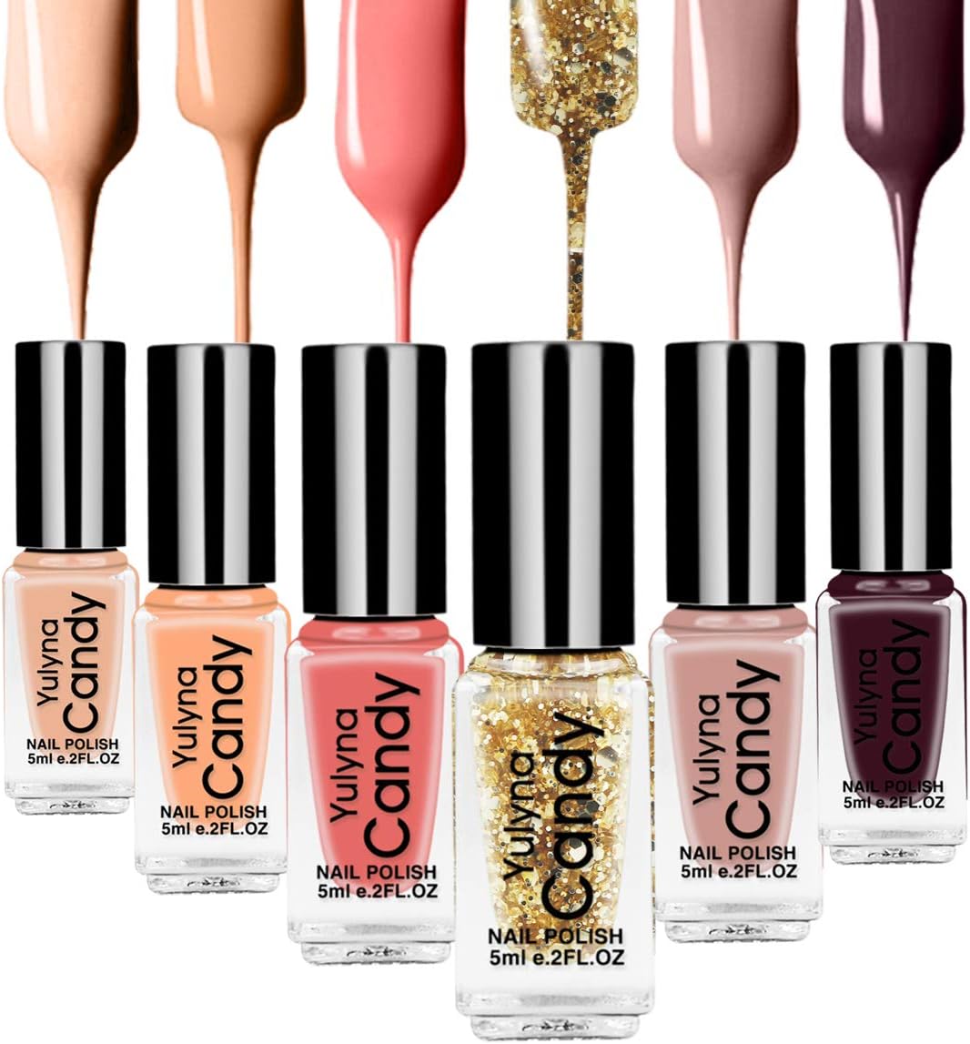 FERCAISH Bright Non Toxic Nail Polish Set 6 Bottles Long Lasting and Non Fading Unpeelable Quick Dry Nail Polish