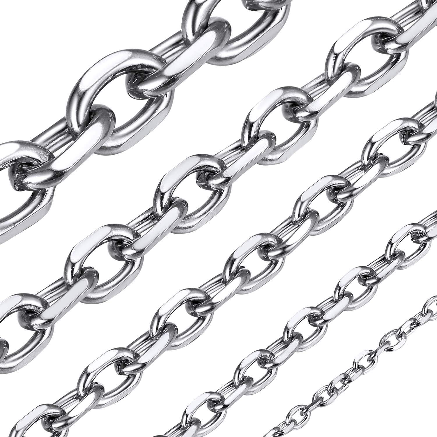 ChainsHouse Stainless Steel Cable Chain Necklaces for Men Women