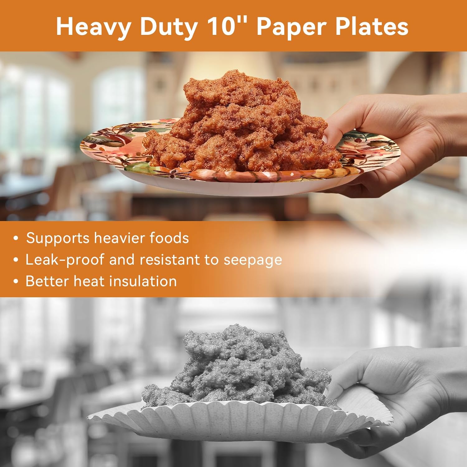 Fall Paper Plates and Napkins Set 150 Count, 10'' and 7'' Heavy Duty Disposable Plates, Thanksgiving, Fall, Autumn Harvest Party Decorations Supplies, Serve 50