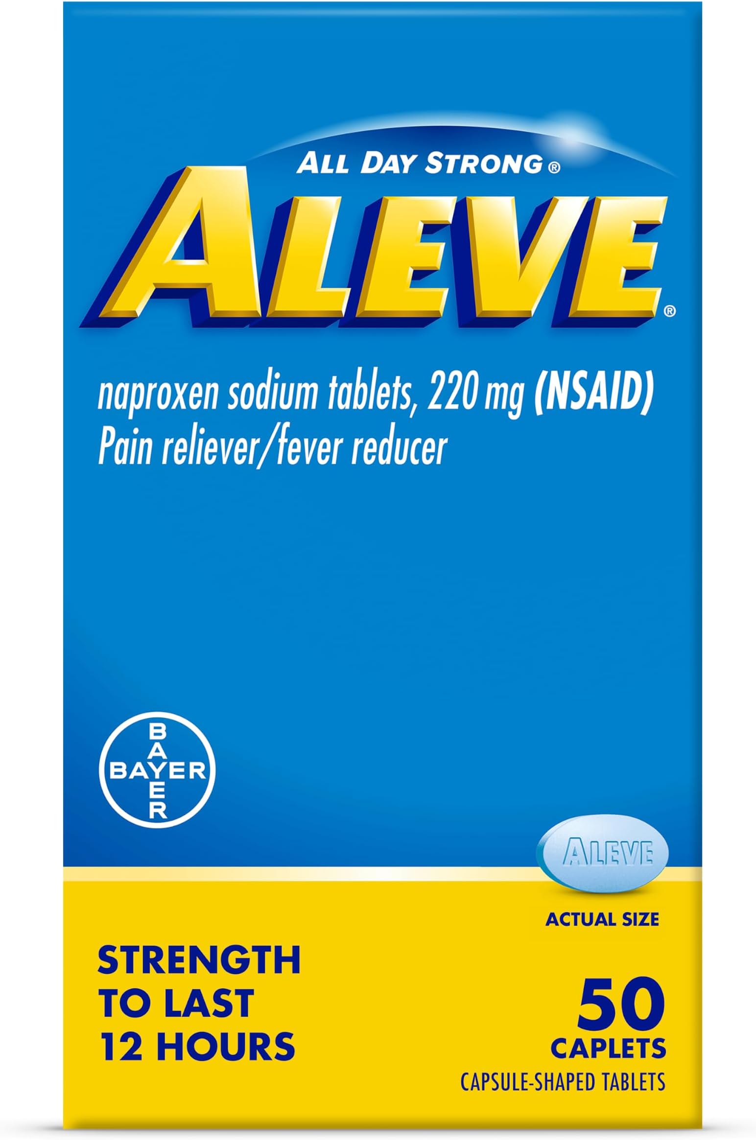 Aleve Pain Relief Naproxen Sodium Caplets ‐ 50 Count