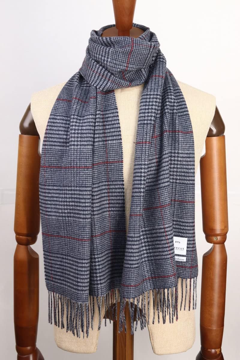 ☆ジョンストンズ カシミヤ100% マフラー チェック グレー ネイビー