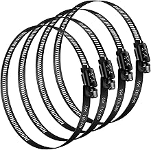 Jeboler Black Hose Clamps 118-140 mm, Pack of 4 Hose Clamps Pool Stainless Steel Large Hose Clamp Pipe Clamp Assortment Hose Ties for Ventilation Pipe, Pool Hose, Exhaust Hose