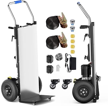 Electric Stair Climbing Dolly, 1200w Electric Hand Trucks Foldable, Large Capacity Stair Climbing Hand Trucks Dolly Cart with 4m Safety Rope, for Mobile Furniture Logistics Warehouse Black