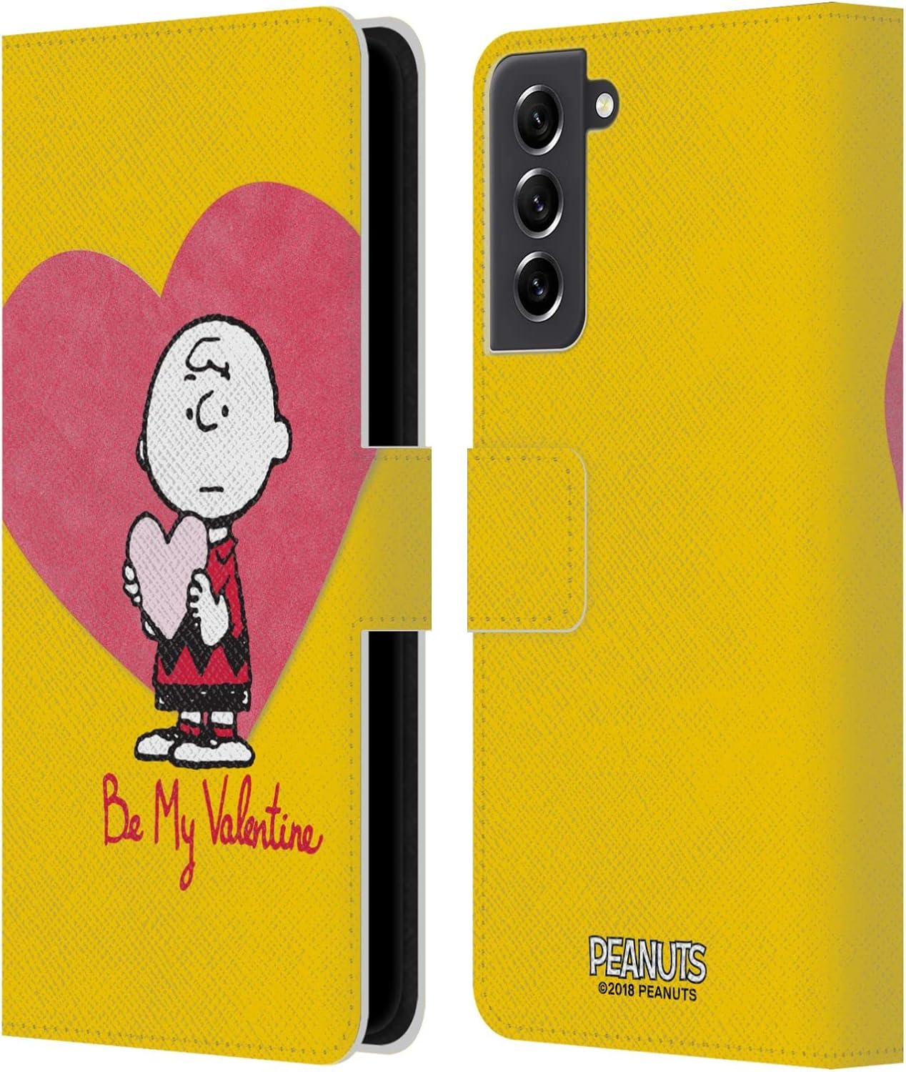 Head Case Designs Officially Licensed Peanuts Charlie Brown Valentine 2 Sealed with A Kiss Leather Wallet Case Compatible with Samsung Galaxy S21 FE 5G