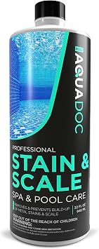 AquaDoc Spa Stain and Scale Control for Hot Tubs - 32oz - Hot Tub Descaler that Helps Prevent & Remove Metal Stains and Scale - Made in USA