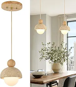 Luzes pendentes de pedra caverna natural ilha de cozinha japonesa wabi sabi luminária pendente com placa de teto de madeira lâmpada suspensa para corredor, quarto, sala de jantar, 2 peças