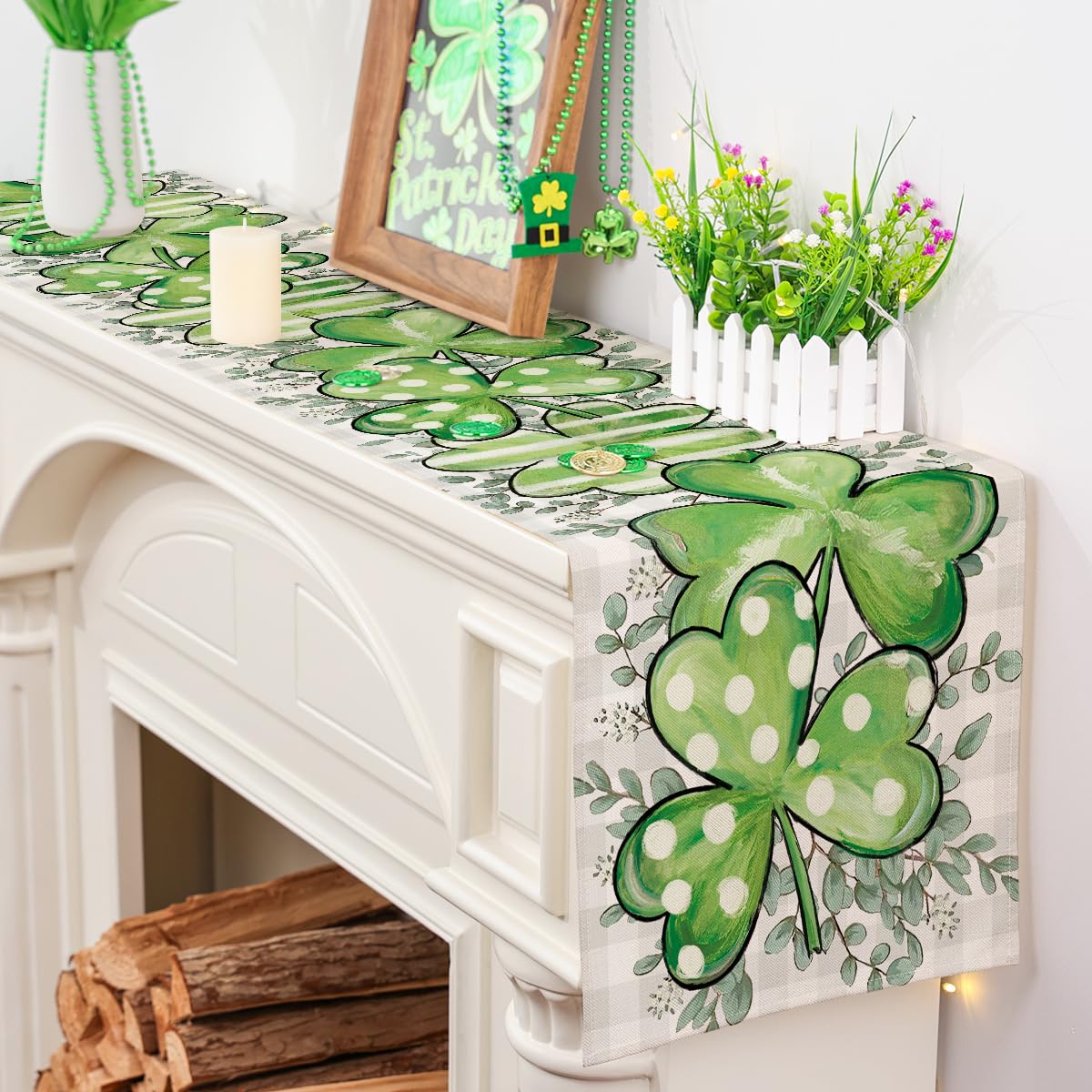 St. Patrick's Day Plaid Gnome Table Runner - Festive Spring Holiday Decor For Kitchen & Dining Table