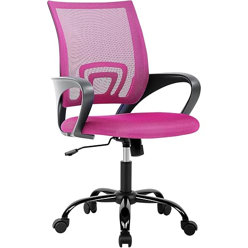 BestOffice Office Chair Ergonomic Cheap Desk Chair Mesh Computer Chair Lumbar Support Modern Executive Adjustable Stool Rolling Swivel Chair for Back Pain (Pink)