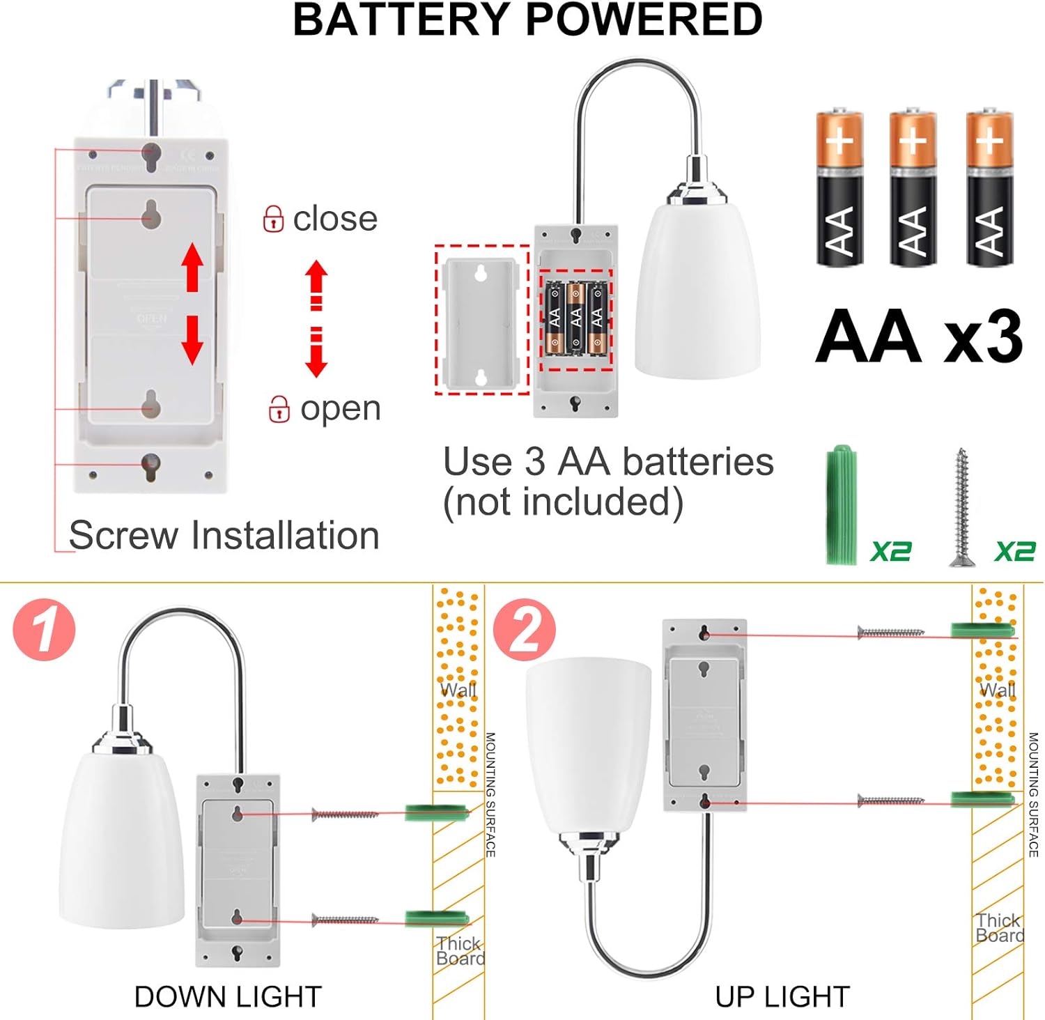 LUXSWAY 12 Colors Changing Wall Lamp, Dimmable Up Down Wall Sconce Night Light, Over Bed Headboard Light for Bedroom Hallway Home Decor- 2Pack