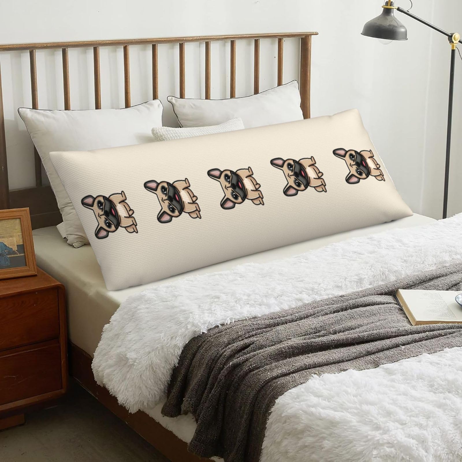 French Bulldog, Body Pillow Cover with Zipper,Long Body Pillowcase 20 x 60 in